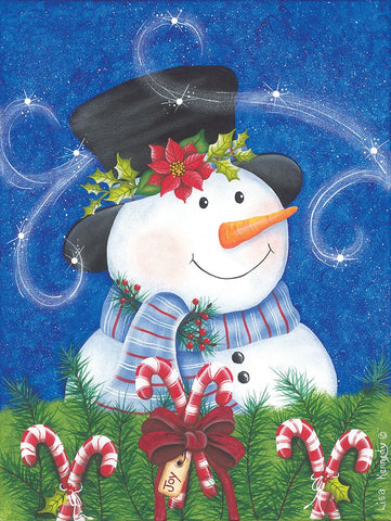 Snowman And Candy Canes Black Modern Wood Framed Art Print by Kennedy, Lisa