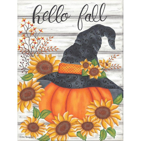 Hello Fall White Modern Wood Framed Art Print by Kennedy, Lisa