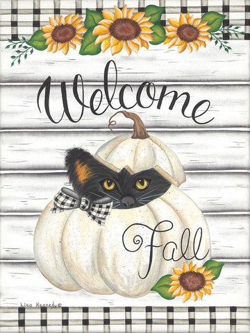 Fall Kitten White Modern Wood Framed Art Print with Double Matting by Kennedy, Lisa