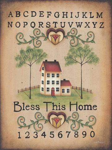 Bless This Home Black Ornate Wood Framed Art Print with Double Matting by Kennedy, Lisa