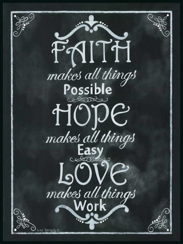 Faith*Hope*Love White Modern Wood Framed Art Print with Double Matting by Kennedy, Lisa