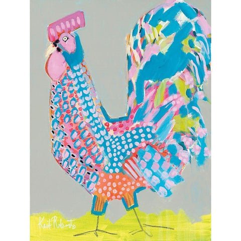 Ralph the Rooster Black Modern Wood Framed Art Print by Roberts, Kait