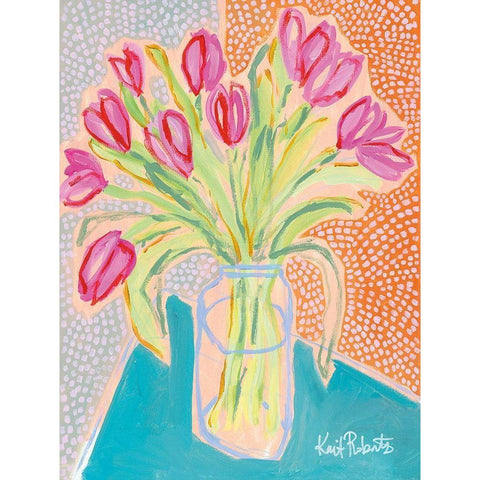 Tulips for Corie Black Modern Wood Framed Art Print with Double Matting by Roberts, Kait