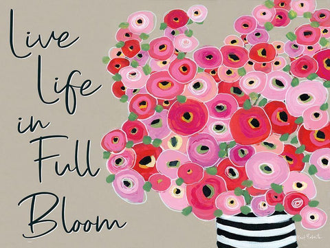 Live Life in Full Bloom Black Ornate Wood Framed Art Print with Double Matting by Roberts, Kait