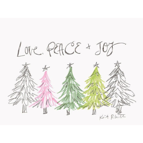 Love, Peace and Joy Gold Ornate Wood Framed Art Print with Double Matting by Roberts, Kait