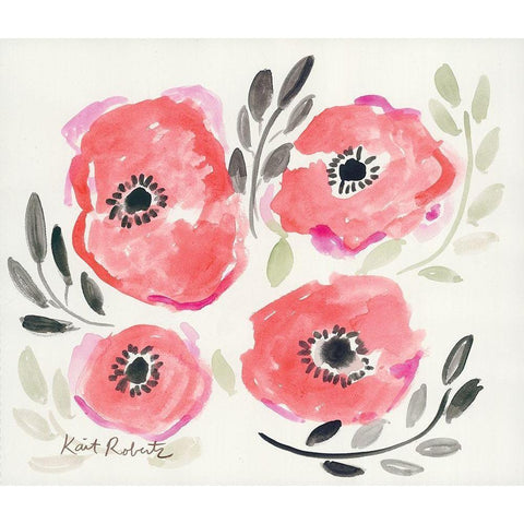 Poppies in Punch White Modern Wood Framed Art Print by Roberts, Kait