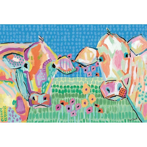 Moo Series:  Lucy and Peggy Gold Ornate Wood Framed Art Print with Double Matting by Roberts, Kait