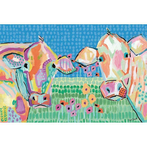 Moo Series:  Lucy and Peggy White Modern Wood Framed Art Print by Roberts, Kait