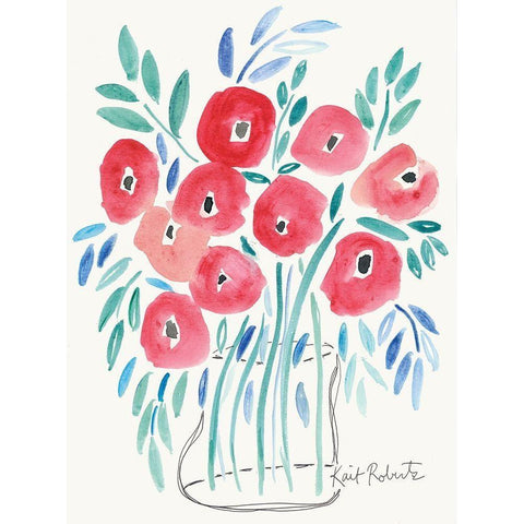 Poppin Poppies Black Modern Wood Framed Art Print with Double Matting by Roberts, Kait