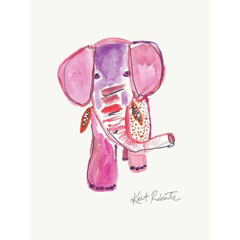 Edith the Elephant White Modern Wood Framed Art Print by Roberts, Kait