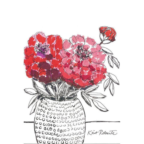 I Planted Peonies White Modern Wood Framed Art Print by Roberts, Kait