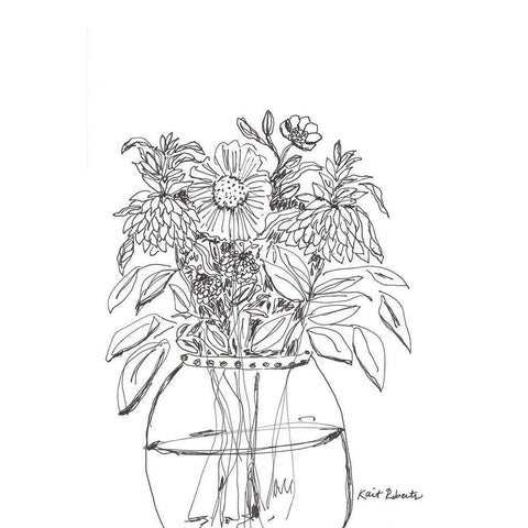 Summer Garden in a Vase Black Modern Wood Framed Art Print by Roberts, Kait