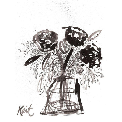 Shadow Blooms Black Modern Wood Framed Art Print with Double Matting by Roberts, Kait