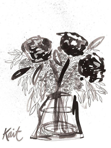 Shadow Blooms Black Ornate Wood Framed Art Print with Double Matting by Roberts, Kait