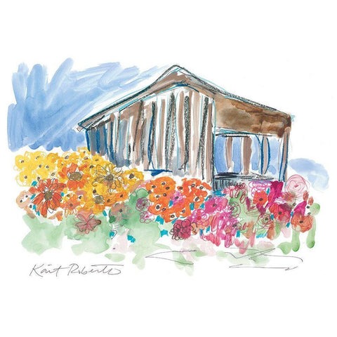 The Old House Black Modern Wood Framed Art Print by Roberts, Kait