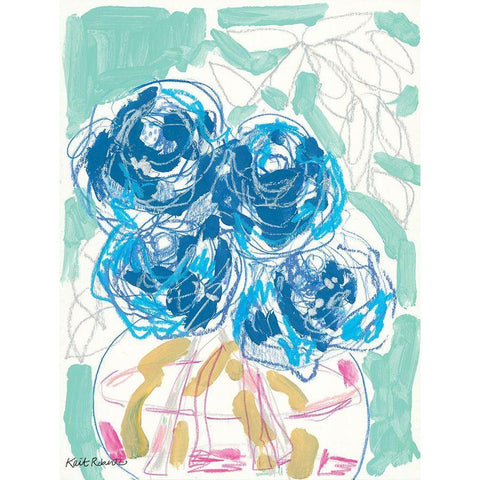 Nightstand Blooms in Water White Modern Wood Framed Art Print by Roberts, Kait