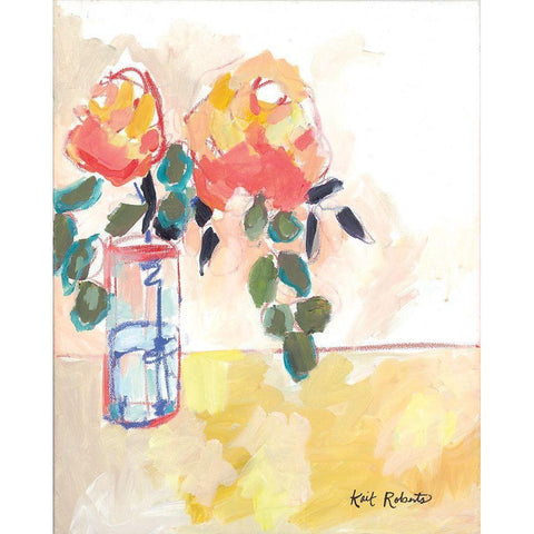 Flowers for Judy White Modern Wood Framed Art Print by Roberts, Kait