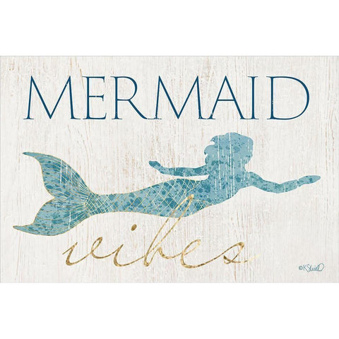 Mermaid Wishes Gold Ornate Wood Framed Art Print with Double Matting by Sherrill, Kate