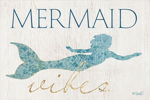 Mermaid Wishes White Modern Wood Framed Art Print with Double Matting by Sherrill, Kate