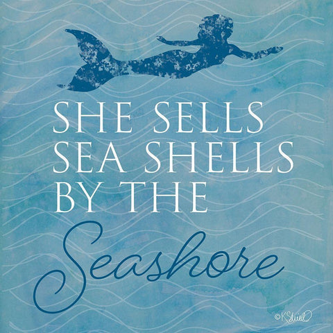 She Sells Seashells White Modern Wood Framed Art Print by Sherrill, Kate