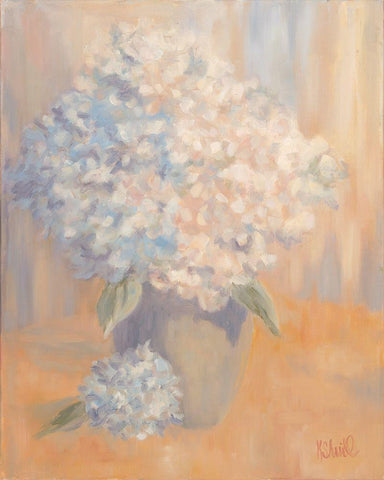 Hydrangeas in the Morning Light Black Ornate Wood Framed Art Print with Double Matting by Sherrill, Kate