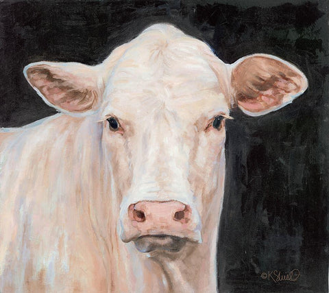 Moo-licious White Modern Wood Framed Art Print with Double Matting by Sherrill, Kate