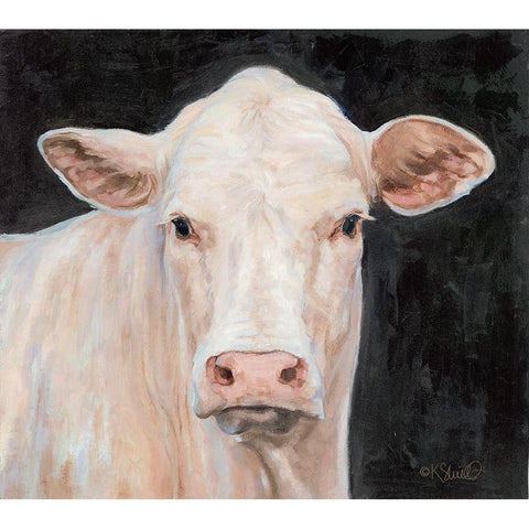 Moo-licious Black Modern Wood Framed Art Print by Sherrill, Kate