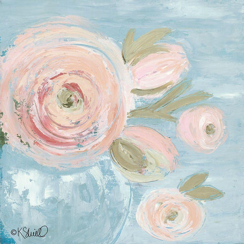 Joyful Blooms White Modern Wood Framed Art Print with Double Matting by Sherrill, Kate