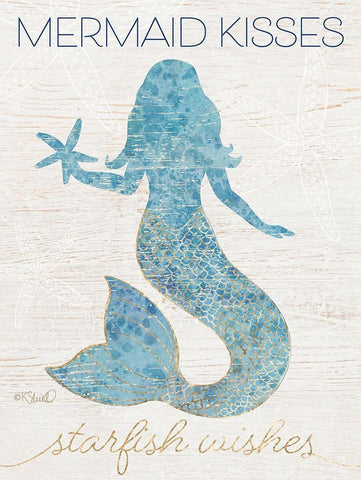 Mermaid Kisses White Modern Wood Framed Art Print with Double Matting by Sherrill, Kate