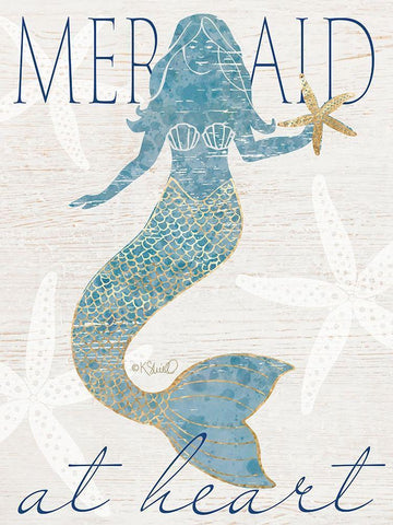 Mermaid at Heart White Modern Wood Framed Art Print with Double Matting by Sherrill, Kate