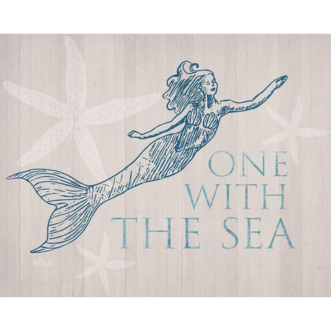 Mermaid At One with the See Black Modern Wood Framed Art Print with Double Matting by Sherrill, Kate