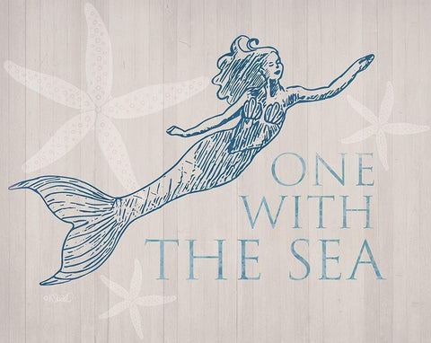 Mermaid At One with the See White Modern Wood Framed Art Print with Double Matting by Sherrill, Kate