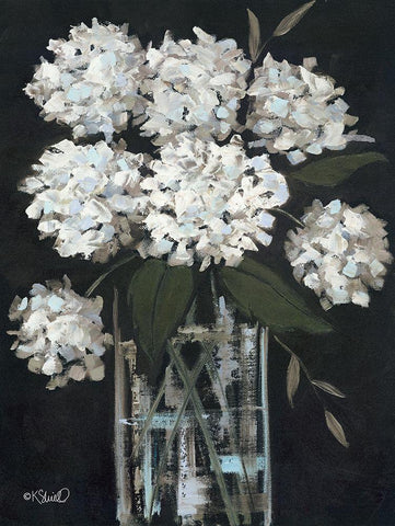 White Hydrangeas I White Modern Wood Framed Art Print with Double Matting by Sherrill, Kate