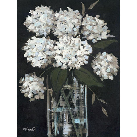 White Hydrangeas I Black Modern Wood Framed Art Print with Double Matting by Sherrill, Kate