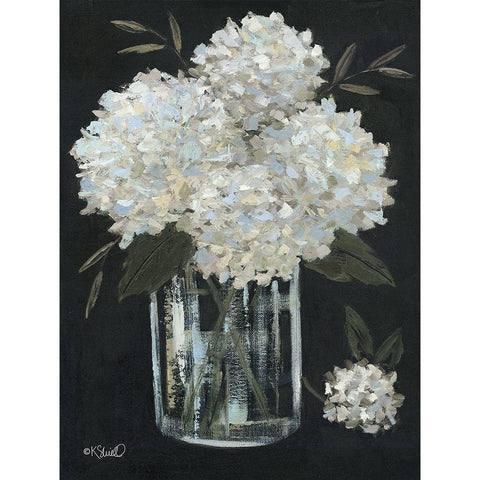 White Hydrangeas II Black Modern Wood Framed Art Print with Double Matting by Sherrill, Kate