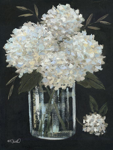 White Hydrangeas II White Modern Wood Framed Art Print with Double Matting by Sherrill, Kate