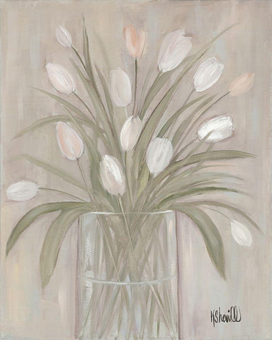 Tulip Bouquet Black Ornate Wood Framed Art Print with Double Matting by Sherrill, Kate
