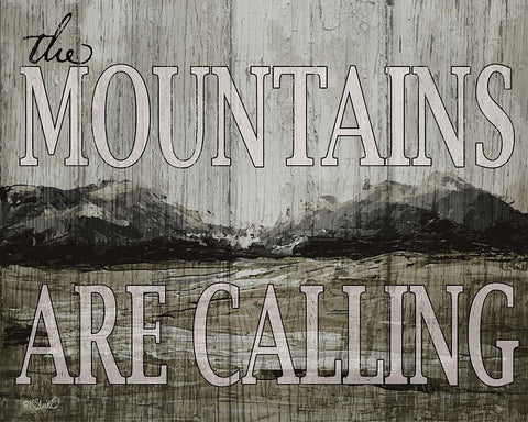 The Mountains are Calling White Modern Wood Framed Art Print with Double Matting by Sherrill, Kate