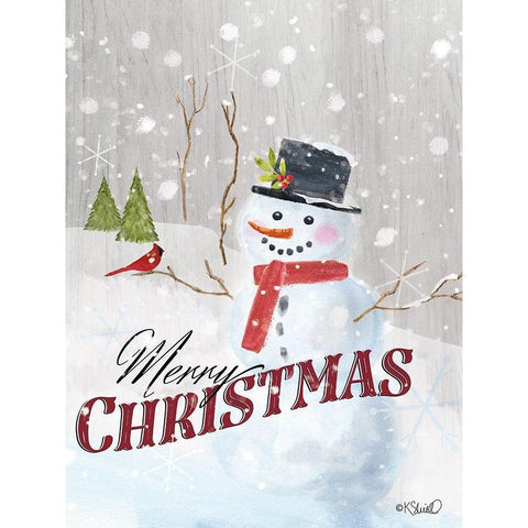 Merry Christmas Snowman     Black Modern Wood Framed Art Print with Double Matting by Sherrill, Kate