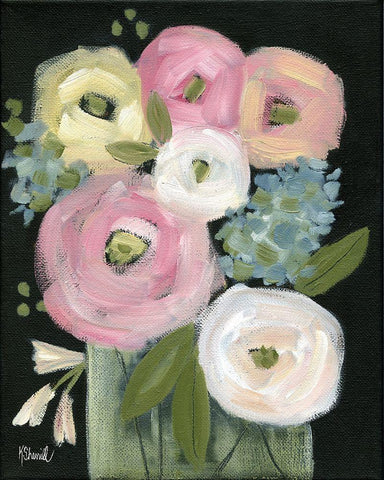 Colorful Blooms Black Ornate Wood Framed Art Print with Double Matting by Sherrill, Kate