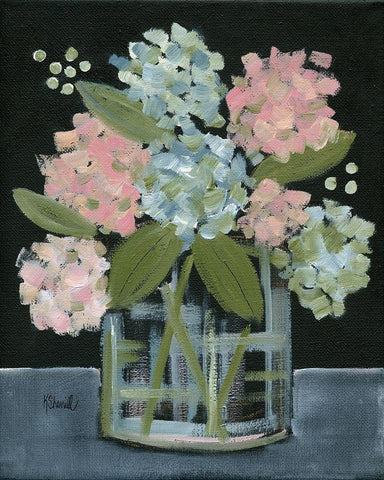 Hydrangea Bouquet Black Ornate Wood Framed Art Print with Double Matting by Sherrill, Kate