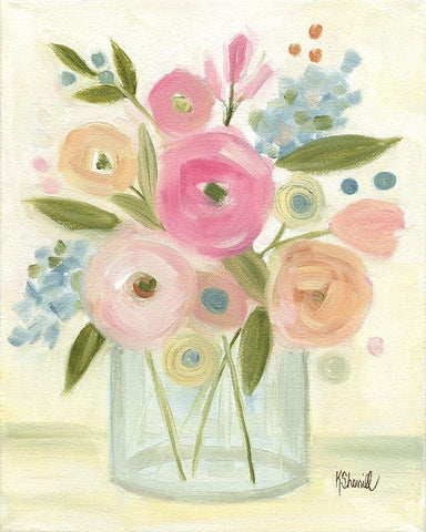 Bright Bouquet White Modern Wood Framed Art Print with Double Matting by Sherrill, Kate