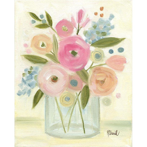 Bright Bouquet Gold Ornate Wood Framed Art Print with Double Matting by Sherrill, Kate