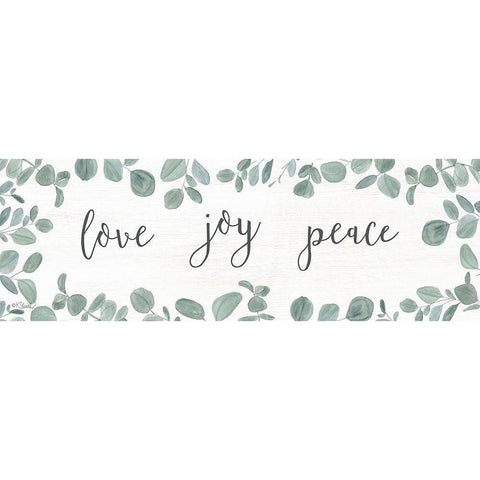 Love-Joy-Peace Eucalyptus Black Modern Wood Framed Art Print by Sherrill, Kate
