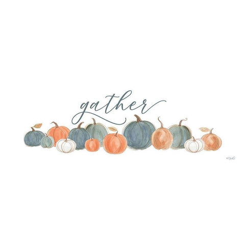 Pumpkins Gather White Modern Wood Framed Art Print by Sherrill, Kate