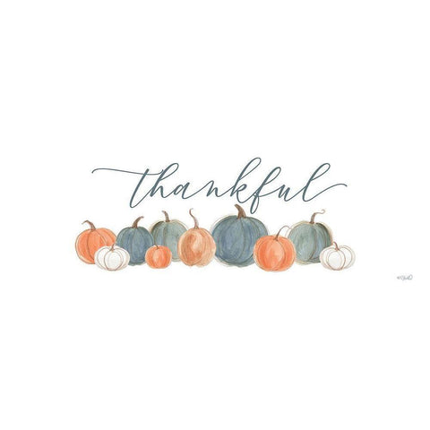 Pumpkins Thankful White Modern Wood Framed Art Print by Sherrill, Kate