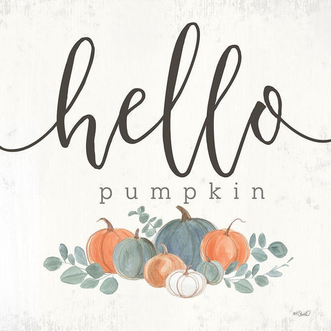 Hello Pumpkin II White Modern Wood Framed Art Print with Double Matting by Sherrill, Kate