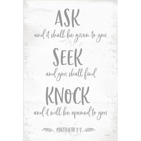 Mathew 7:7 White Modern Wood Framed Art Print by Sherrill, Kate