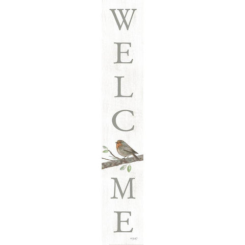 Welcome Bird (white) White Modern Wood Framed Art Print by Sherrill, Kate