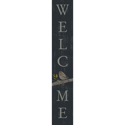 Welcome Bird (black) Black Modern Wood Framed Art Print by Sherrill, Kate